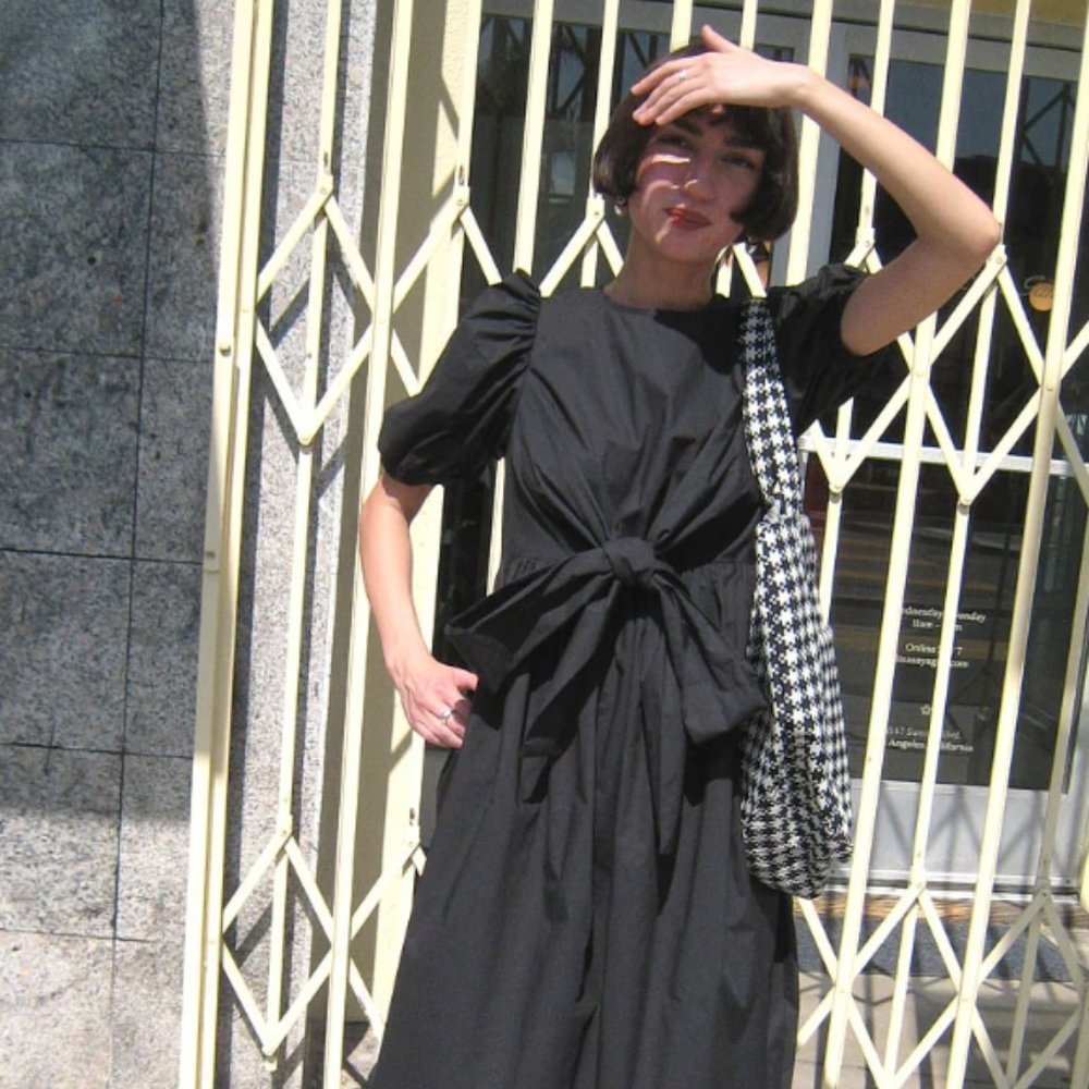 barely worn Jakke tie front/back black organic cotton dress - Medium runs small